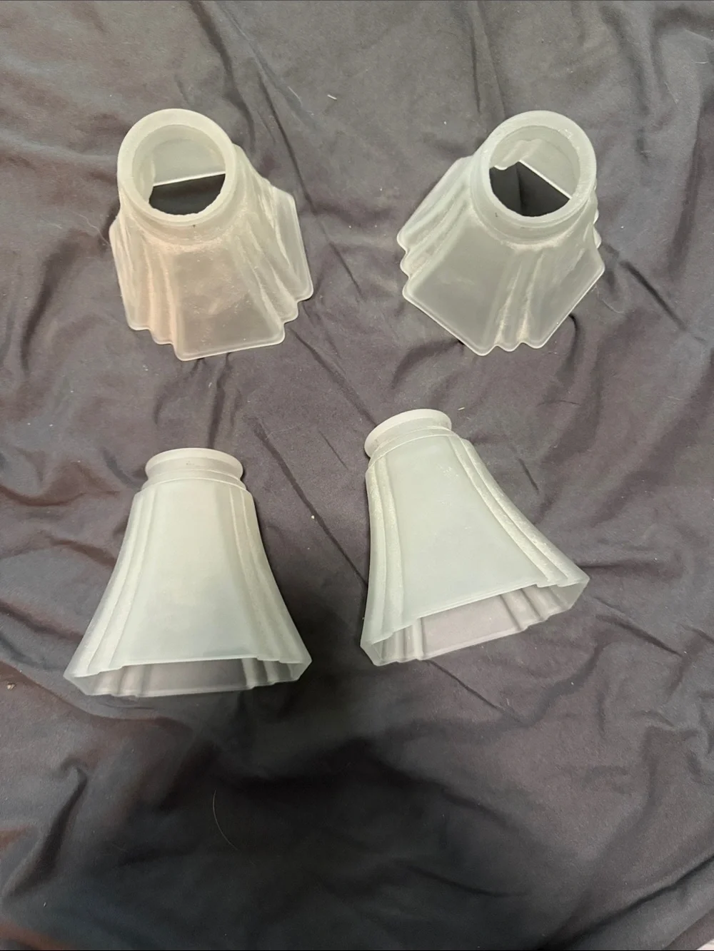 Set of 4 Frosted White Bell-Style Glass Lantern Shades